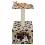 vidaXL Ansamblu pisici, stâlp funie sisal, bej, 55 cm, imprimeu lăbuțe (170540) - comfy