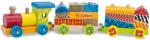 Eichhorn Tren din lemn cu cuburi Color Small Train Eichhorn locomotiva cu 2 vagoane 18 piese de la 12 luni (EH2223)