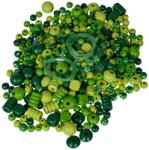 Eichhorn Mărgele din lemn în geantă Wooden Bead-Set in Bag Eichhorn 388 piese roz verde sau albastru de la 4 ani (EH3441)