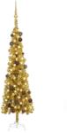 vidaXL Set pom Crăciun subțire, LED-uri&globuri, auriu, 120 cm (3078044)