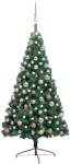 vidaXL Set pom Crăciun artificial LED-uri&globuri, verde, 150 cm (3077564) - vidaxl