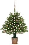 vidaXL Set brad de Crăciun artificial cu LED & globuri, verde, 65 cm (3077637)