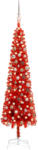 vidaXL Set pom de Crăciun subțire cu LED-uri și globuri, roșu, 150 cm (3078081)