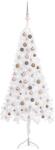 vidaXL Brad de Crăciun artificial de colț LED&globuri alb 180 cm PVC (3077959)
