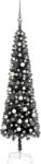 vidaXL Set pom de Crăciun subțire cu LED-uri și globuri negre 180 cm (3078113)