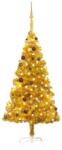 vidaXL Brad de Crăciun artificial cu LED&globuri auriu 180 cm PET (3077519) - vidaxl