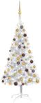 vidaXL Pom de Crăciun artificial cu LED/globuri argintiu 120 cm PET (3077522)