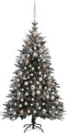 vidaXL Brad Crăciun artificial cu LED, globuri, zăpadă, 180 cm, PVC&PE (3077881)