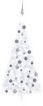 vidaXL Set brad Crăciun artificial jumătate cu LED&globuri alb 210 cm (3077657) - vidaxl