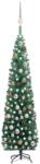 vidaXL Set pom Crăciun artificial subțire LED-uri&globuri verde 180 cm (3077852)