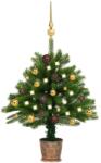 vidaXL Set brad de Crăciun artificial cu LED& globuri, verde, 65 cm (3077551)