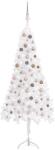 vidaXL Brad de Crăciun artificial de colț LED&globuri alb 210 cm PVC (3077960)