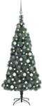 vidaXL Brad de Crăciun artificial LED-uri&globuri verde 120 cm PVC&PE (3077922)