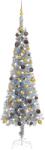 vidaXL Brad de Crăciun subțire cu LED-uri și globuri, argintiu, 240 cm (3078053)