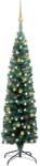 vidaXL Pom Crăciun artificial subțire, LED-uri&globuri, verde, 120 cm (3077802)
