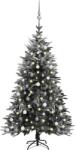vidaXL Brad Crăciun artificial cu LED, globuri, zăpadă, 180 cm, PVC&PE (3077929)