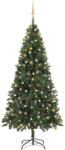 vidaXL Set pom Crăciun artificial cu LED-uri&globuri, verde, 210 cm (3077798)