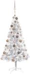 vidaXL Brad de Crăciun artificial cu LED/globuri argintiu 150 cm PET (3077609)