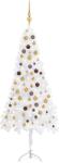 vidaXL Set brad Crăciun artificial de colț LED&globuri alb 180 cm PVC (3077949)