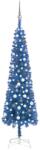 vidaXL Set pom de Crăciun subțire cu LED-uri/globuri albastru 210 cm (3078119)