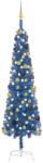 vidaXL Set pom de Crăciun subțire cu LED-uri/globuri albastru 180 cm (3078036)