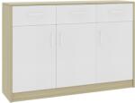 vidaXL Servantă, alb și stejar Sonoma, 110 x 30 x 75 cm, PAL (800707) Comoda