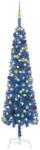 vidaXL Set pom de Crăciun subțire cu LED-uri/globuri albastru 210 cm (3078037)