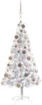 vidaXL Pom de Crăciun artificial cu LED/globuri, argintiu 120 cm PET (3077608)