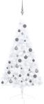 vidaXL Set brad Crăciun artificial jumătate LED&globuri, alb, 120 cm (3077654)
