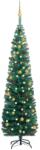 vidaXL Set pom Crăciun artificial subțire LED-uri&globuri verde 180 cm (3077804)