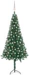 vidaXL Set pom Crăciun artificial colț LED-uri&globuri verde 240cm PVC (3077956)