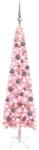 vidaXL Brad de Crăciun subțire cu LED-uri și globuri, roz, 120 cm (3078106)
