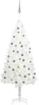 vidaXL Set brad de Crăciun artificial cu LED-uri/globuri, alb, 180 cm (3077720) - vidaxl