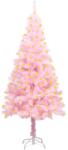 vidaXL Pom de Crăciun artificial cu LED-uri/suport, roz, 150 cm, PVC (3077412)