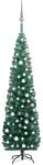 vidaXL Brad Crăciun artificial subțire LED-uri&globuri, verde, 210 cm (3077901)