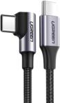 UGREEN Cablu Incarcare & Date USB-C la USB-C curbat 90° Ugreen - 60 W, Power Delivery, QC, Nylon Brodat 2m (50125)