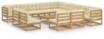 vidaXL Set mobilier grădină cu perne, 14 piese, maro, lemn masiv pin (3076962)