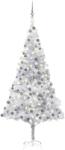 vidaXL Brad de Crăciun artificial LED-uri&globuri argintiu 210 cm, PET (3077697)