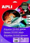 APLI Etikett, CD/DVD, A4, teljes lefedettségű, matt, APLI "Mega (LCA10808) - tutitinta