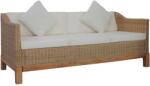 vidaXL Canapea cu 3 locuri cu perne, culoarea naturală, ratan (283077) Canapea