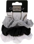 Glamour Elastice de păr, 420, negru+gri+alb - Glamour 3 buc