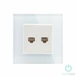 Smarthugo Egyes Fehér Üvegkeretes Dupla LAN Csatlakozó RJ45 (sh1700001)