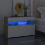 vidaXL Noptieră cu lumini LED, 2 buc. , alb/stejar Sonoma, 60x35x40 cm (3082785)