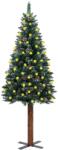 vidaXL Brad de Crăciun subțire cu LED lemn zăpadă albă, verde, 210 cm (3077764)