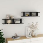 vidaXL Rafturi de perete, 2 buc, negru lucios, 90x18x20 cm, PAL (807203) Raft