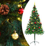 vidaXL Brad de Crăciun artificial cu globuri și LED-uri, verde, 180 cm (321500)