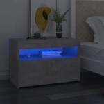 vidaXL Noptieră cu lumini LED, gri beton, 60x35x40 cm (3082782)