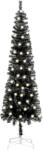 vidaXL Brad de Crăciun subțire cu LED-uri, negru, 150 cm (3077989)