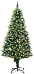 vidaXL Brad de Crăciun artificial, LED&conuri pin&zăpadă albă, 210 cm (3077446)