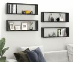 vidaXL Rafturi de perete cub 4 buc negru extralucios 80x15x26, 5 cm PAL (807128) Raft